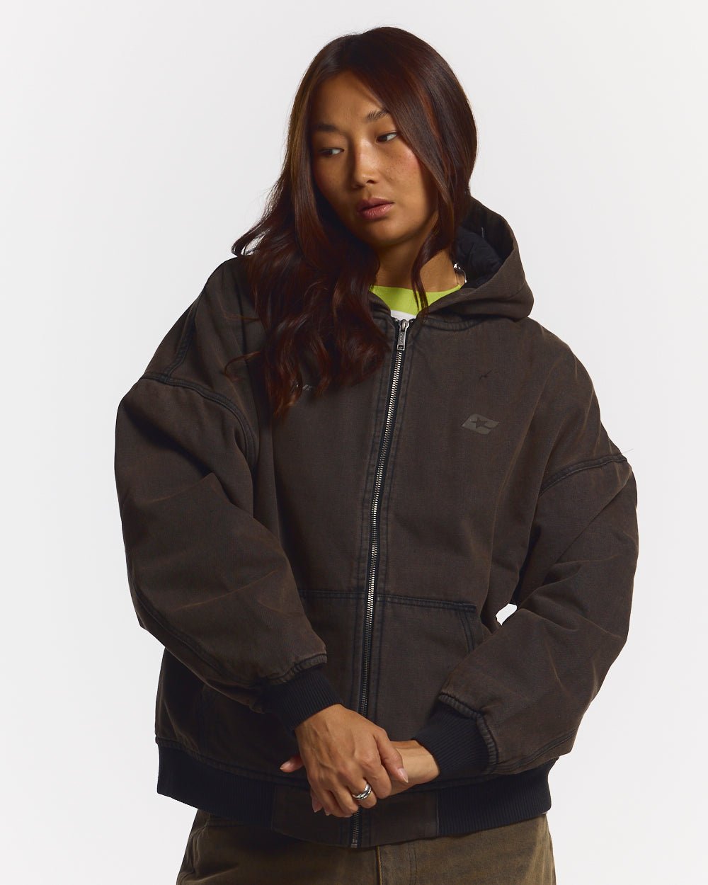 CHAQUETA HARPER DENIM MARRÓN OSCURO DESGASTADO