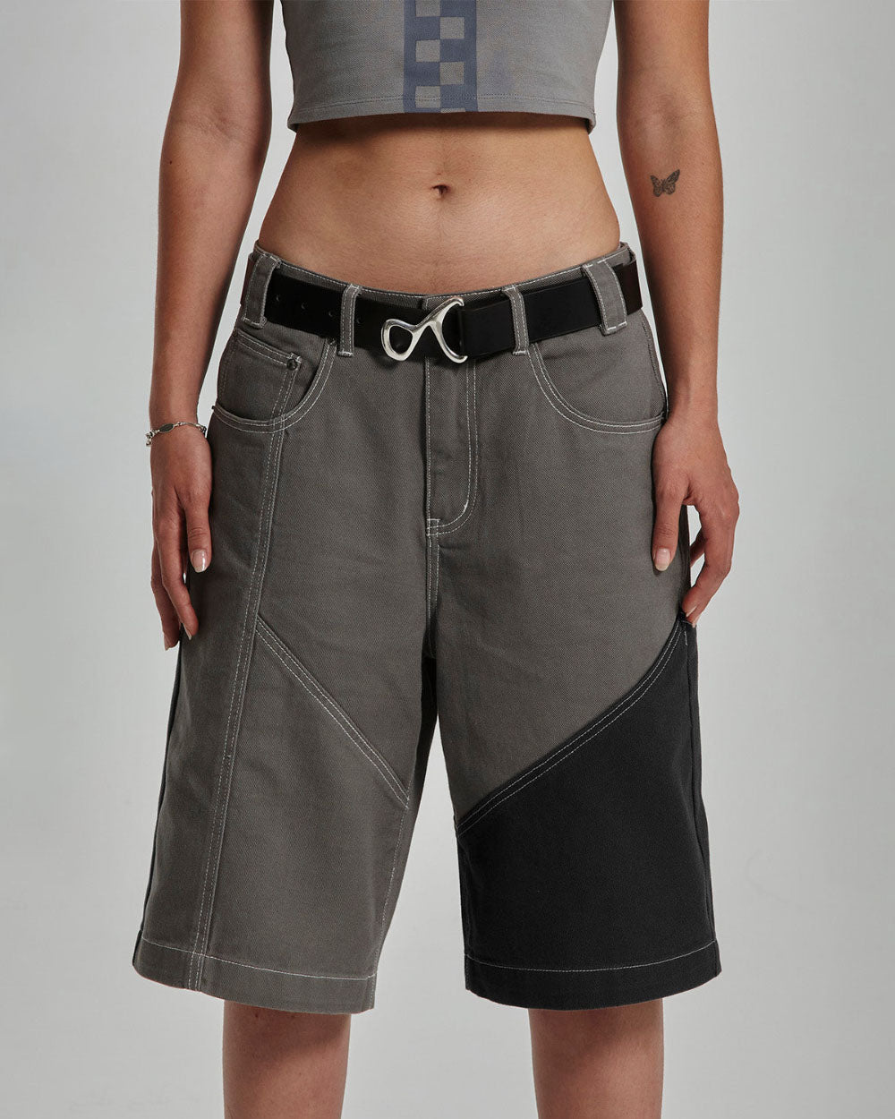 PANTALONES CORTOS BUTTERFLY V2 GRIS/NEGRO DENIM