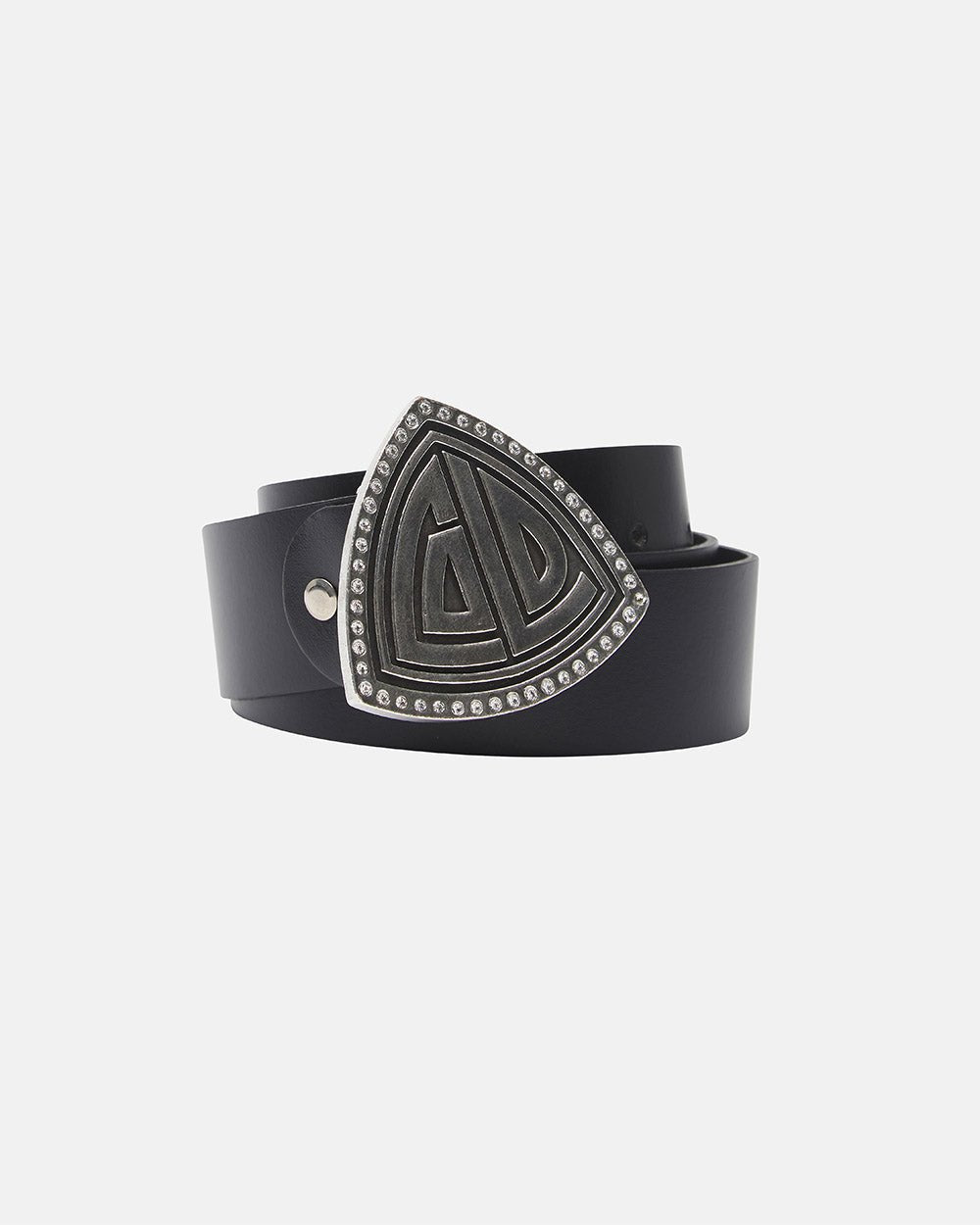 CINTURON DE CUERO BLING BLING TRIANGULAR NEGRO