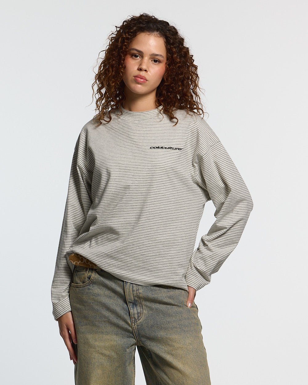 CAMISETA DE TIRAS LARGA MANGA GRIS