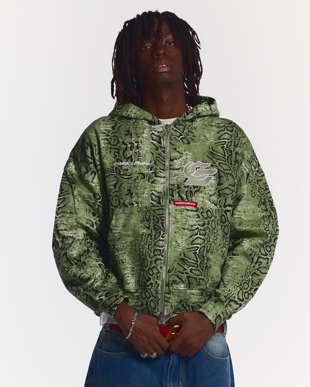 SNAKE ZIP HOODIE VERDE Y NEGRO