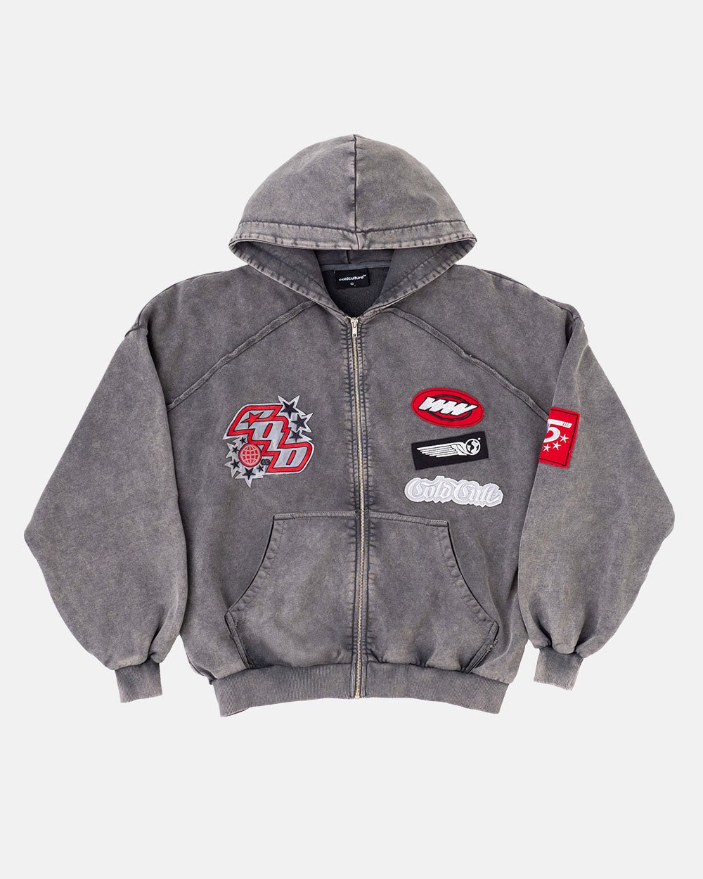 SUDADERA CON CAPILO ZIP NEGRO ENVEJADO