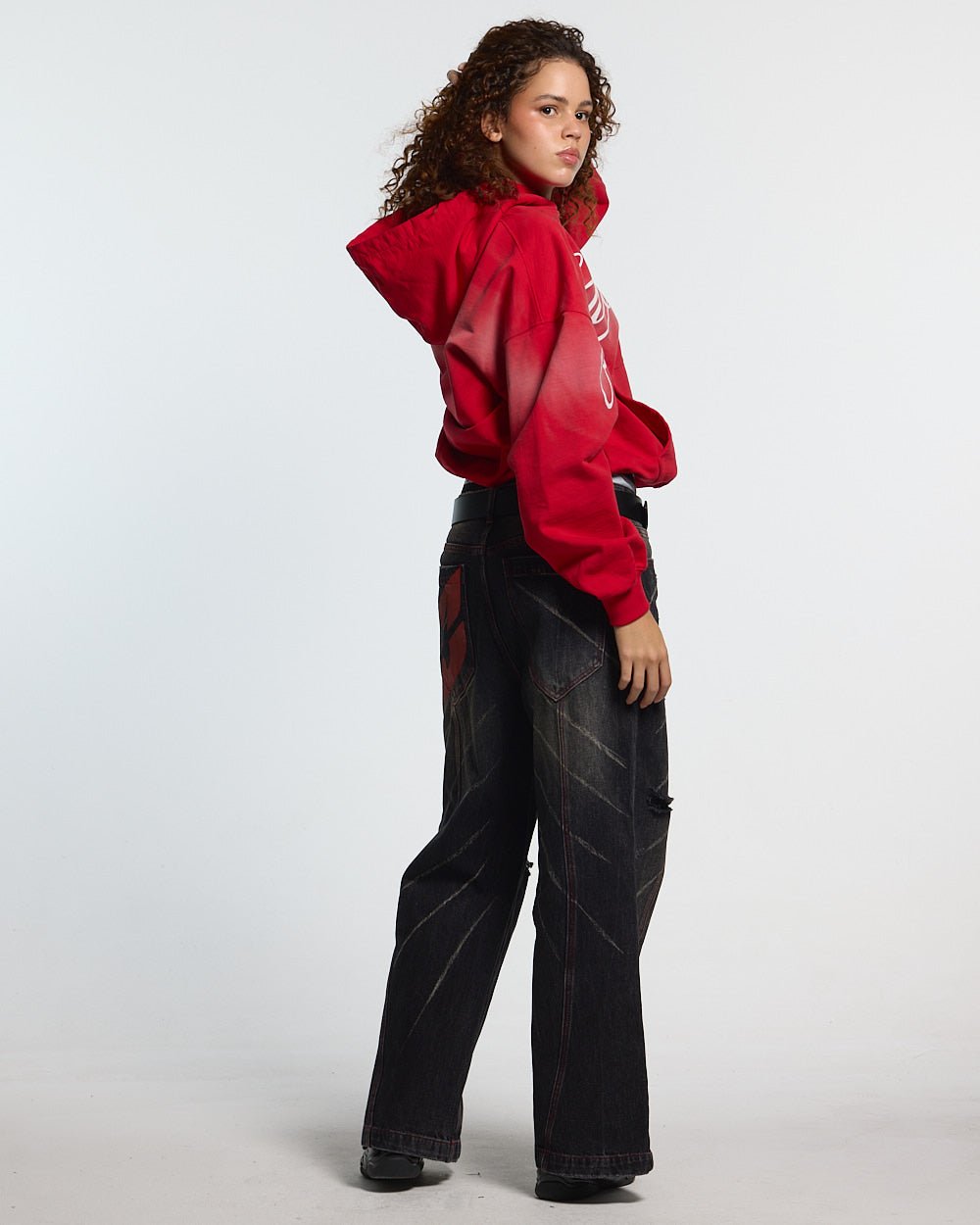 CROSSED SCRIPT HOODIE ROJO