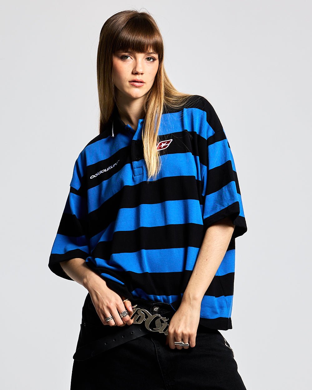 CAMISETA POLO DE BARRAS GRANDES JASPER AZUL