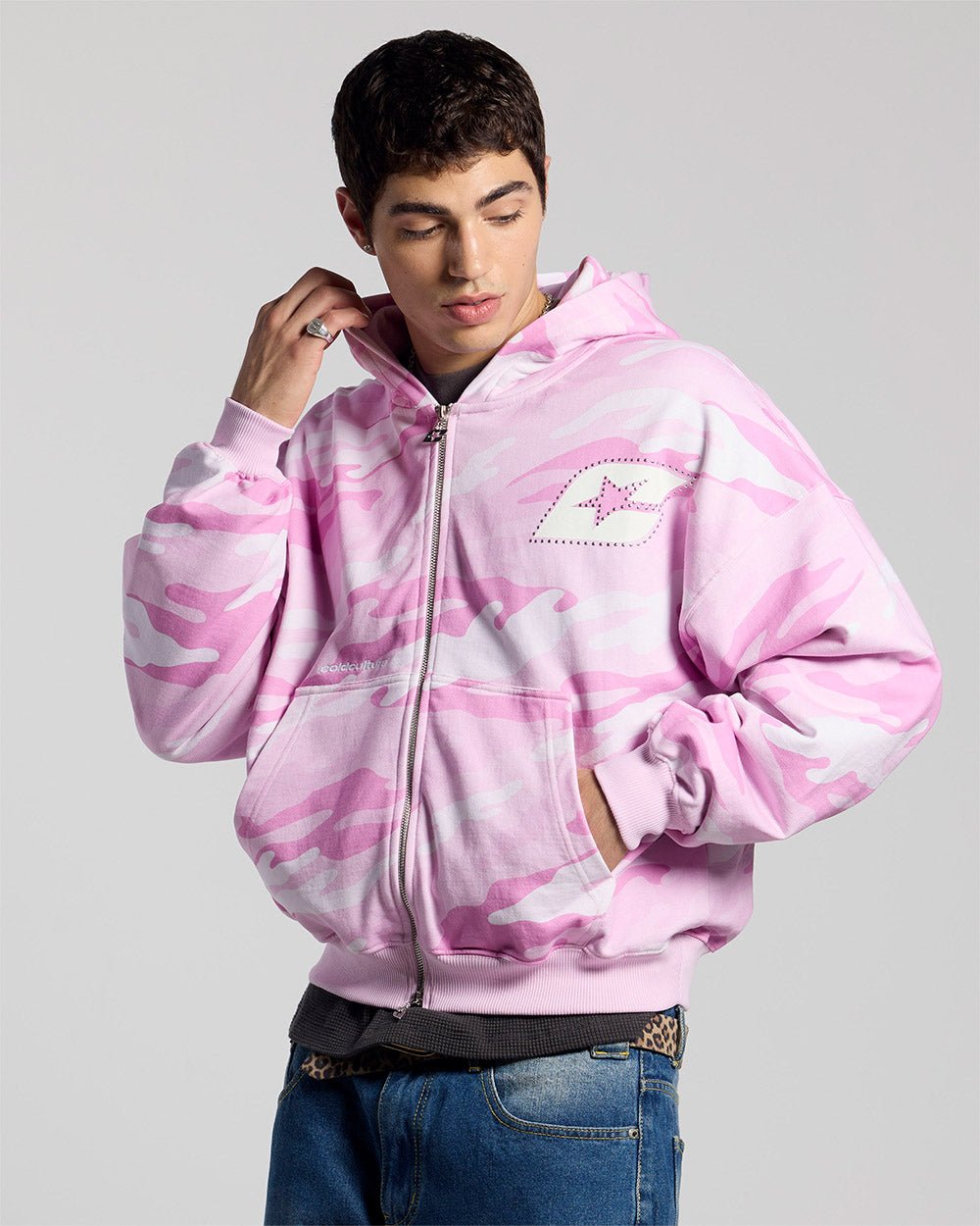 CAMO ZIP HOODIE ROSA