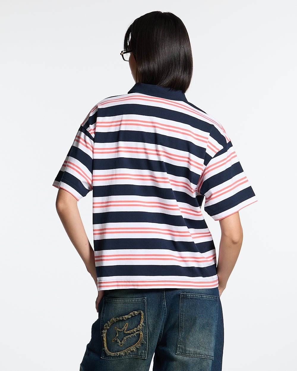 POLERA AEROSTRIPES AZUL MARINO/CORAL