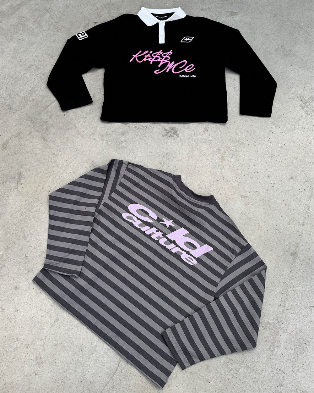 PARDON ME CAMISETA MANGA LARGA NEGRO Y GRIS