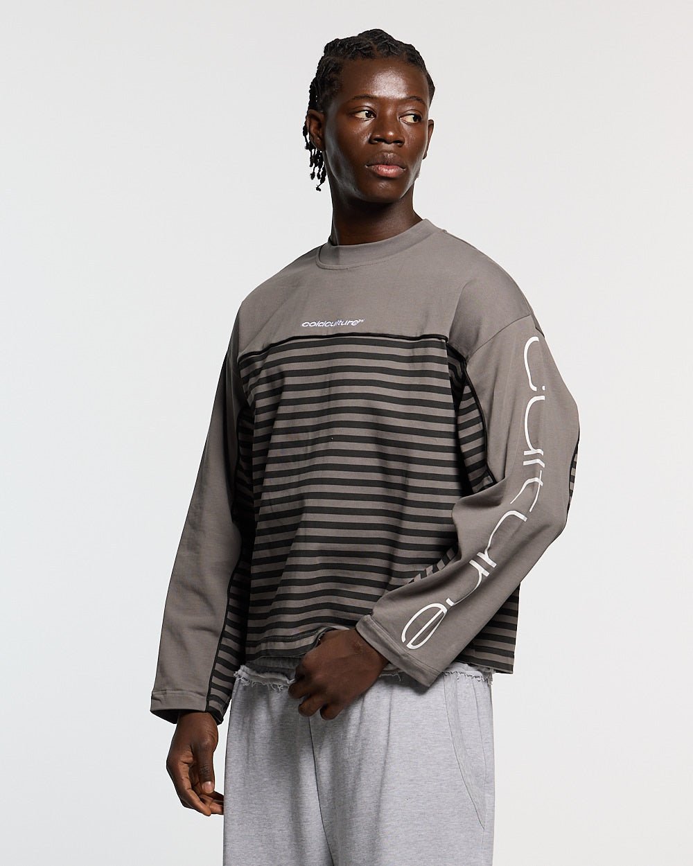 CAMISA DE MANGA LARGA DOBLE CARA GRIS OSCURO
