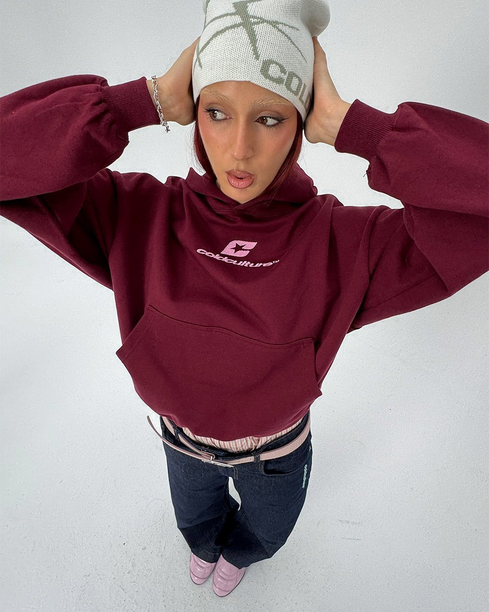 SUDADERA CURVADA ROJO VINO