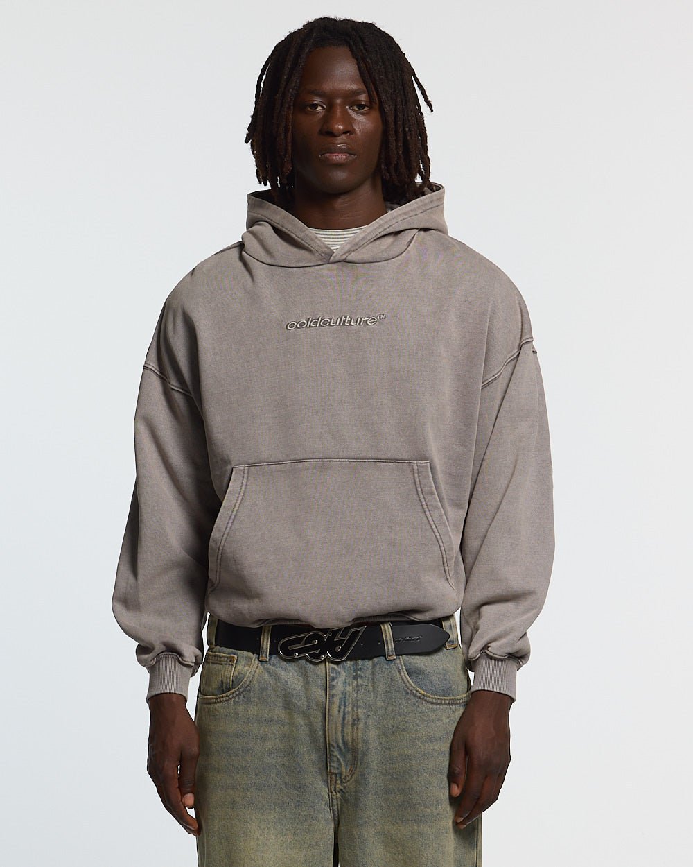 SUDADERA CURVADA DISTRESS GRIS