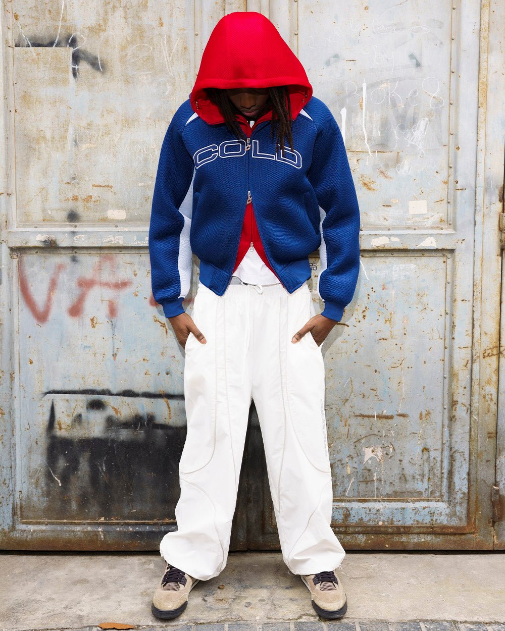 CHAQUETA NEO ZIP BLANCA Y AZUL