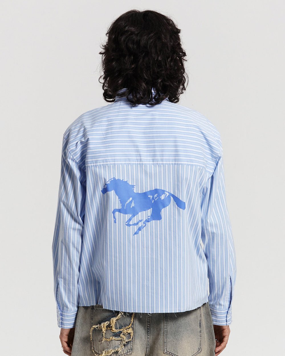CAMISA CORRIENDO CABALLO BANDAS AZULES