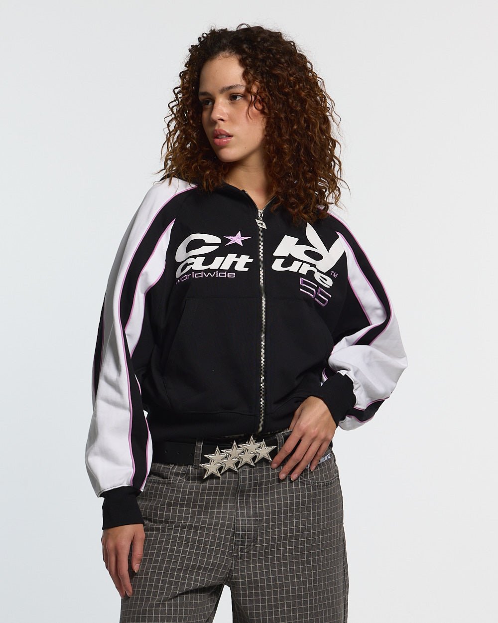 TEASE ME ZIP HOODIE NEGRO Y GRIS