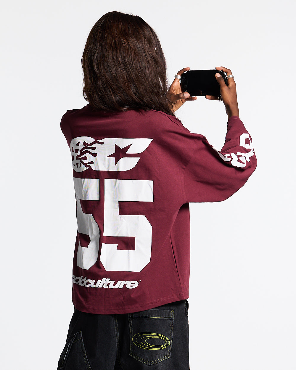 CAMISA LARGA 55 FLAMES BURDEOS