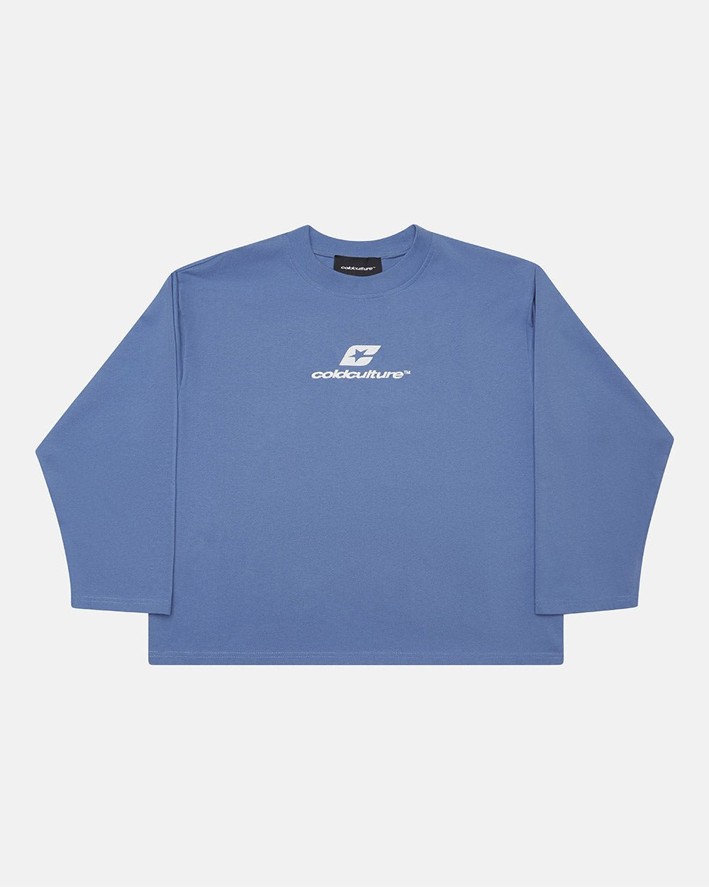 CAMISETA AZUL CON MANGAS LARGAS CURVADAS