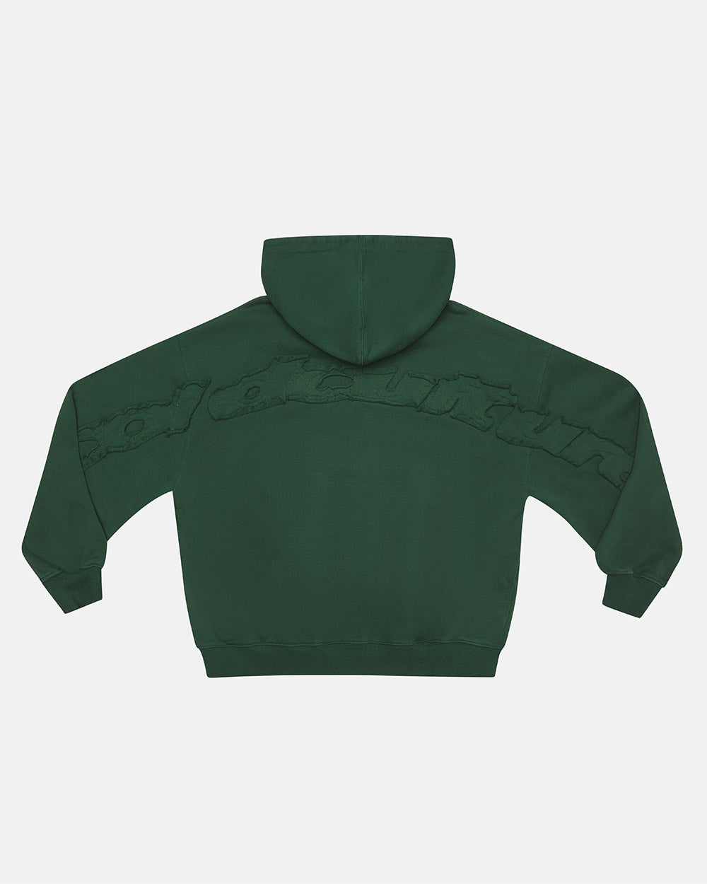 HOODIE CON CIERRE CURVO Y ESTILO DESTRUIDO VERDE
