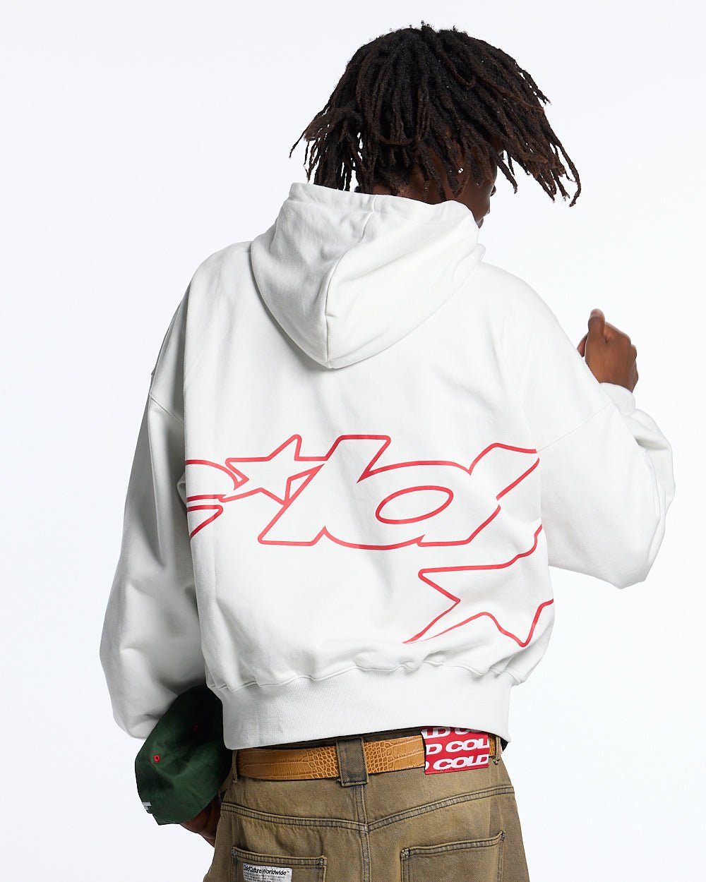 HOODIE DEFENSA GRIS CLARO Y ROJO