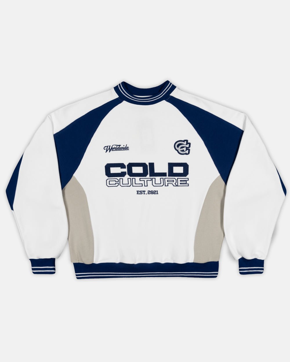 COWBOY VARSITY CREWNECK BLANCO/AZUL