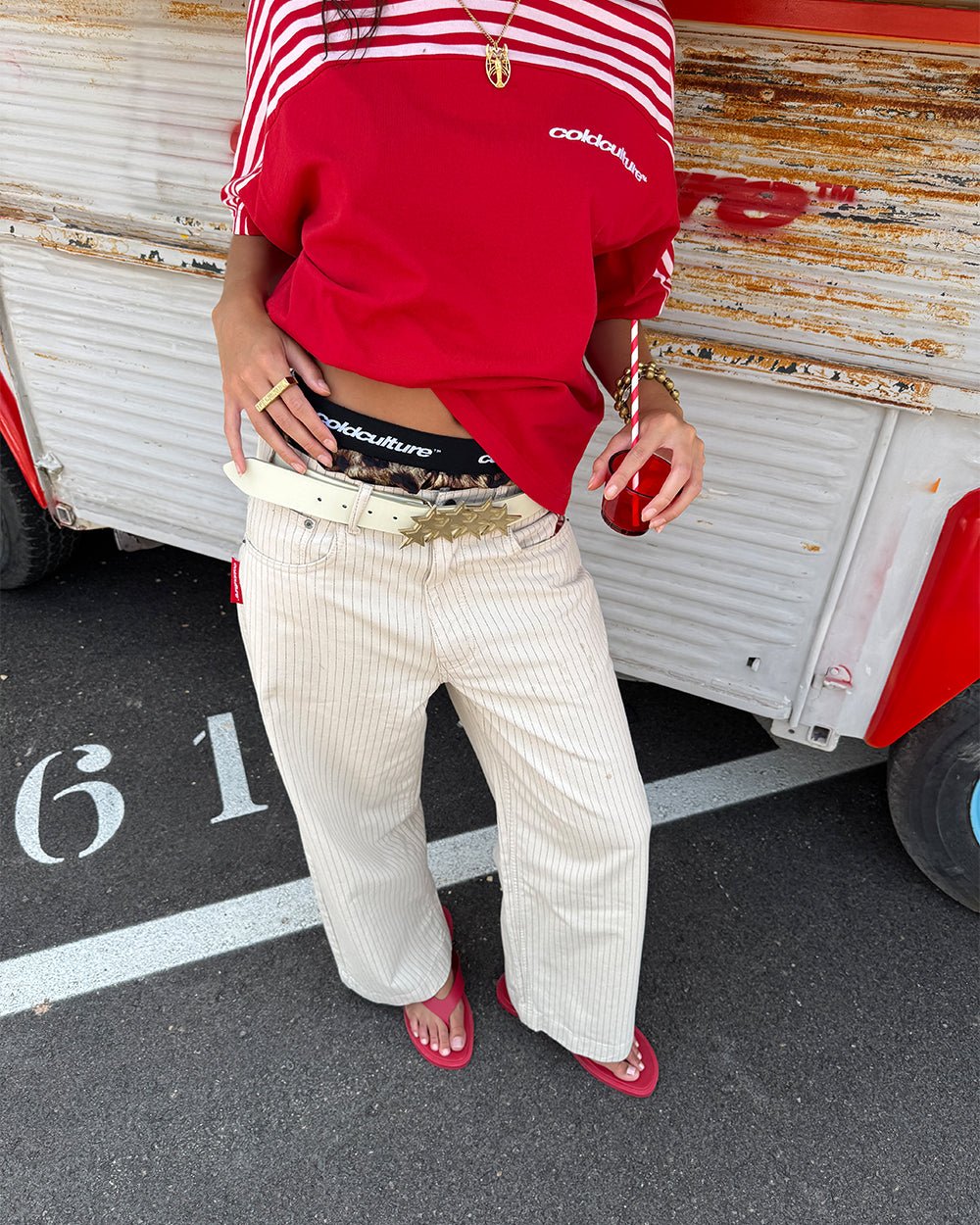 PANTALONES BLANCOS STRIPE FADE