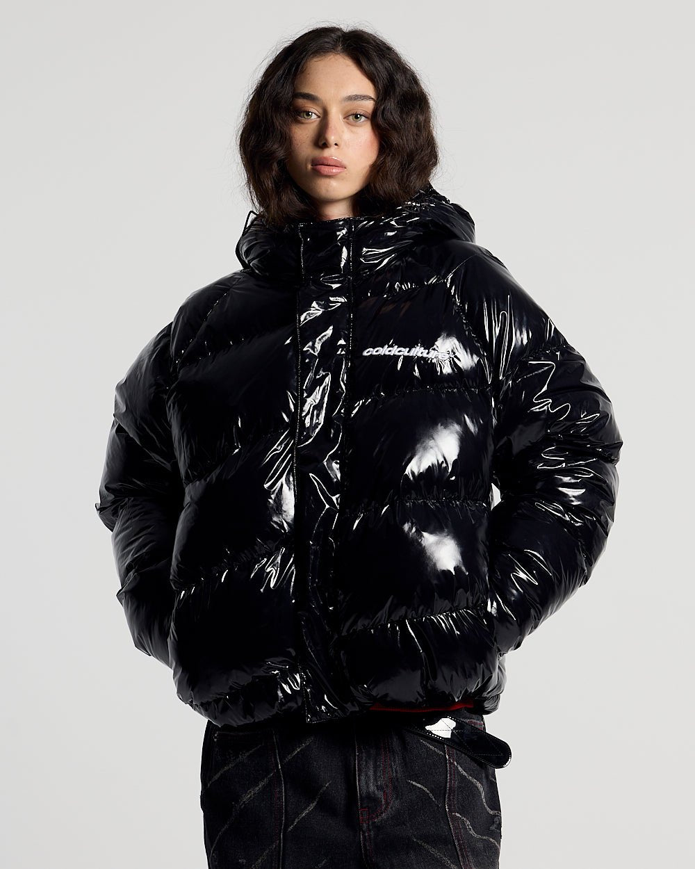 CHALECO PUFFER ESPIRAL BRILLO NEGRO