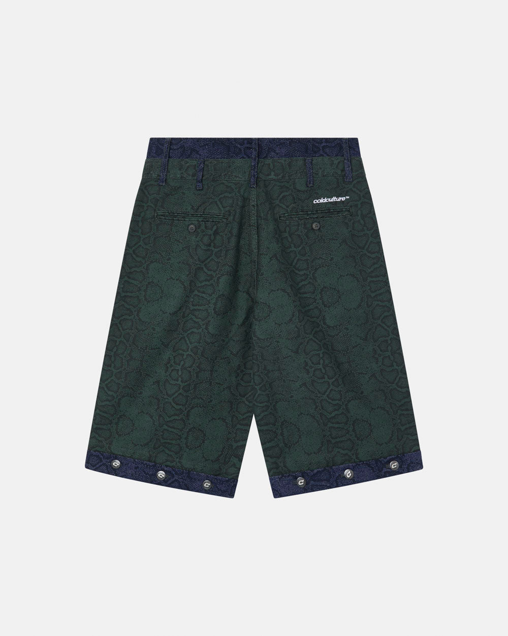 PANTALONES CORTOS DE SERPIENTE DOBLE CINTURA VERDE