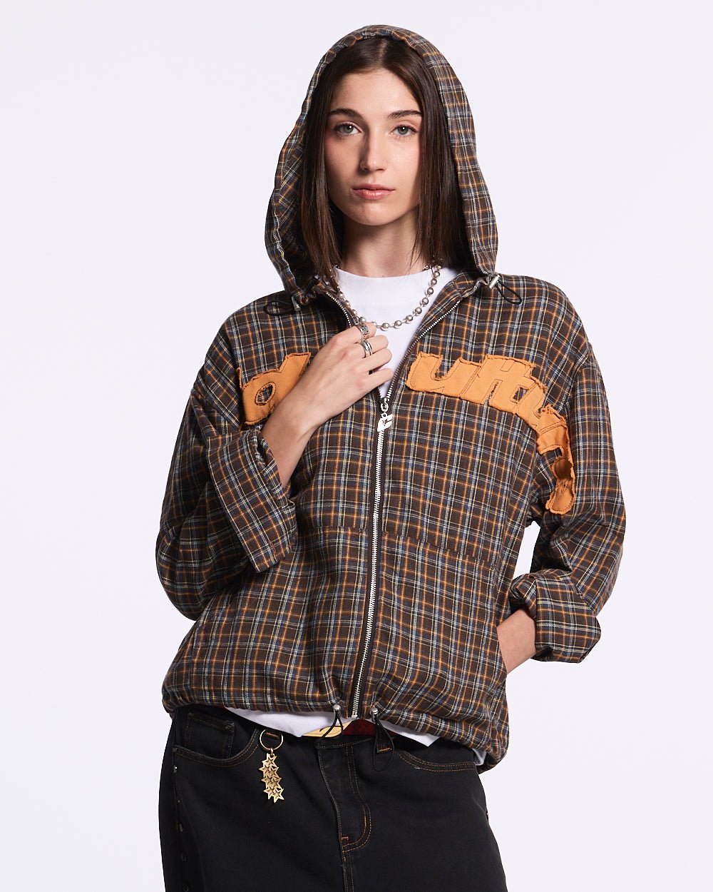 CAMISA CON CAPUCHA MEMPHIS NARANJA Y AZUL
