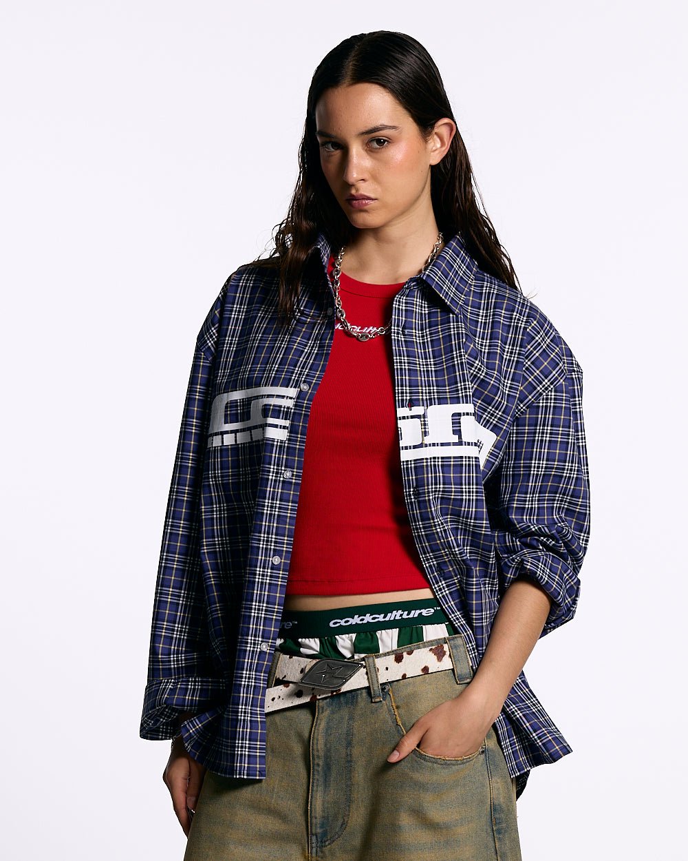CAMISA CUADROS TARTAN AZUL OSCURO/GRIS