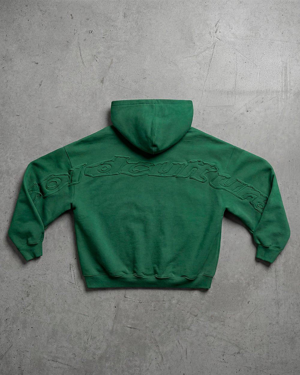 HOODIE CURVADO DE ESTILO DISTRESSED VERDE