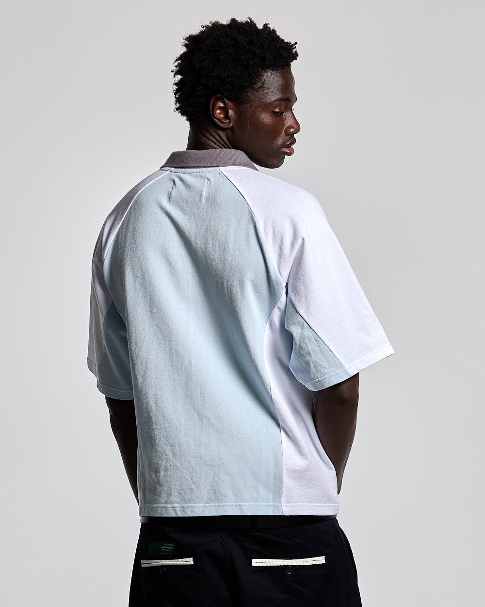POLERA EXTREMA IRON AZUL CLARO Y GRIS