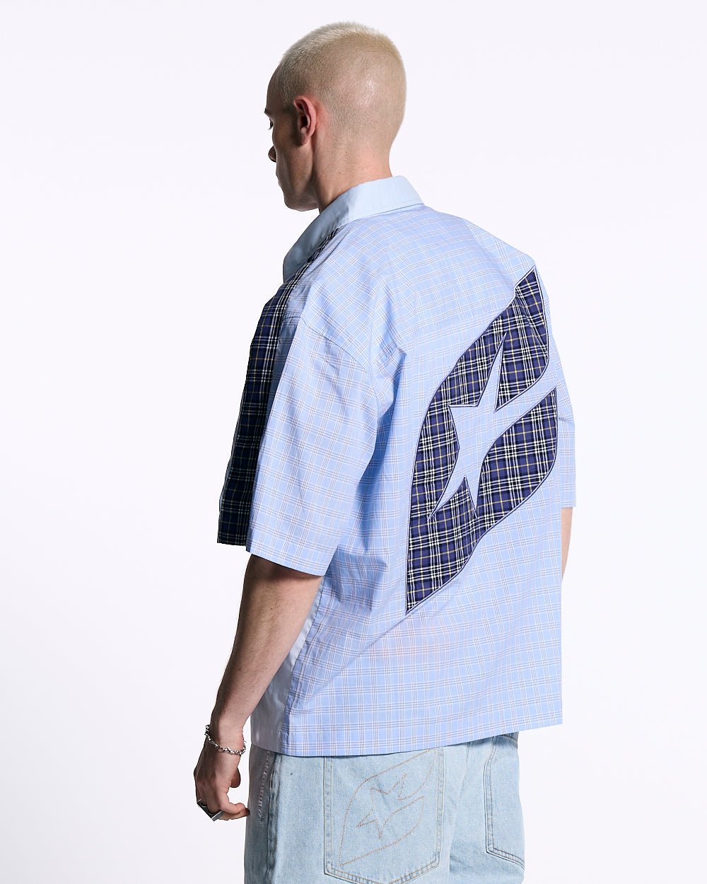 CAMISA DOBLE TARTAN AZUL CLARO