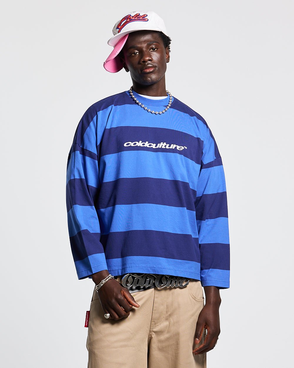 CAMISA LARGA BURNIN STRIPES NEGRO Y AZUL