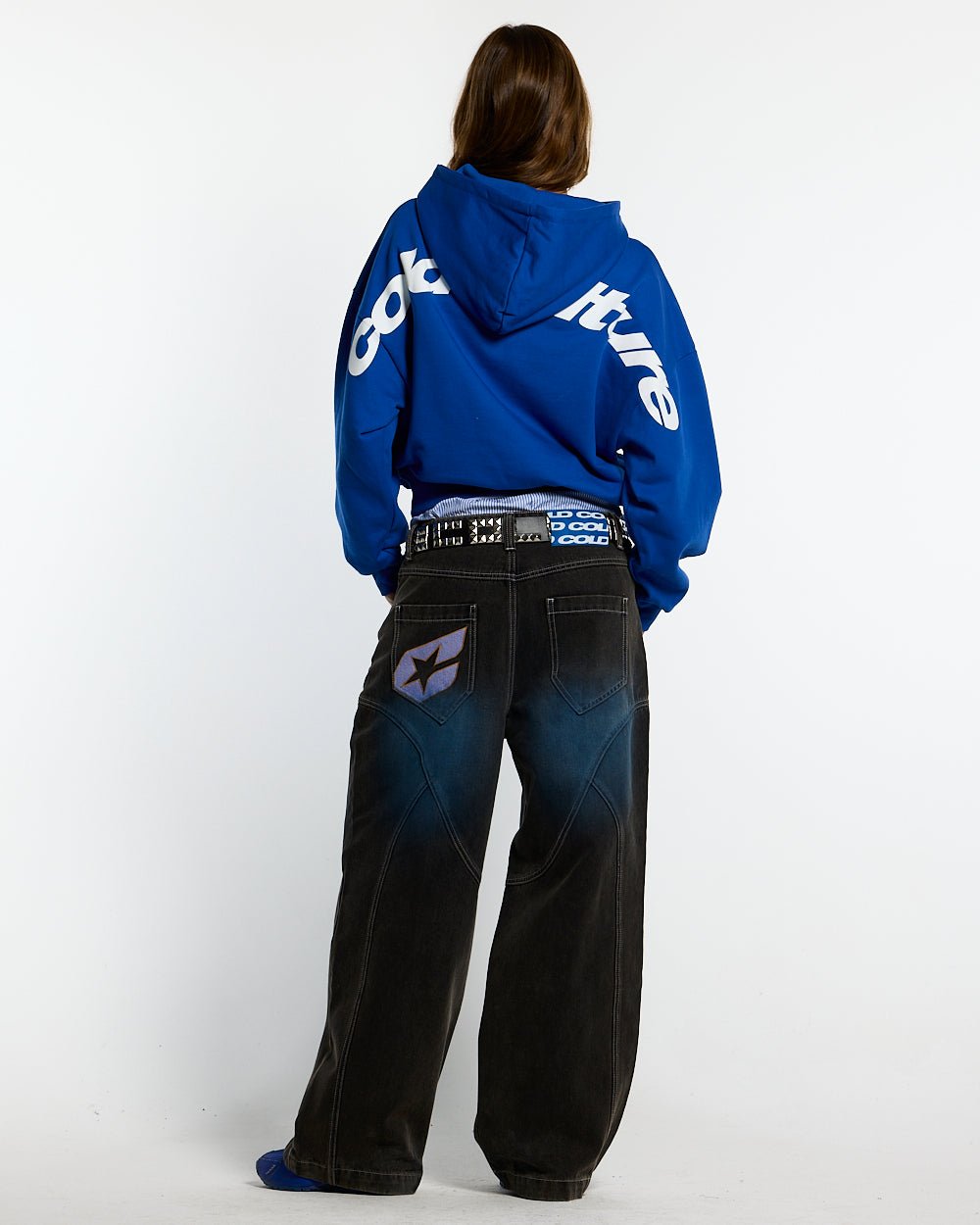 SUDADERA CURVADA AZUL