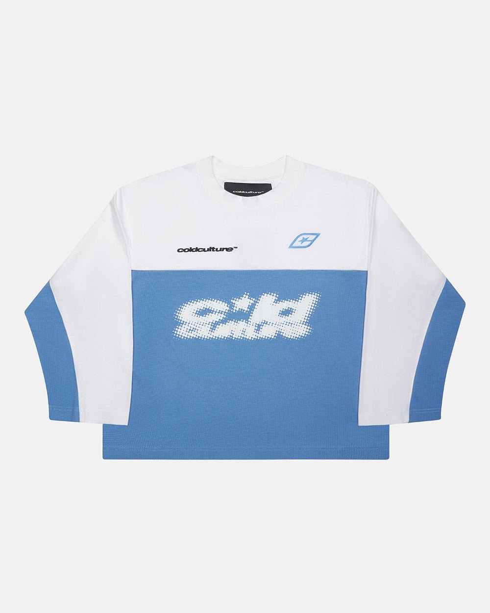 CAMISETA MANGA LARGA BICOLOR AZUL Y BLANCO