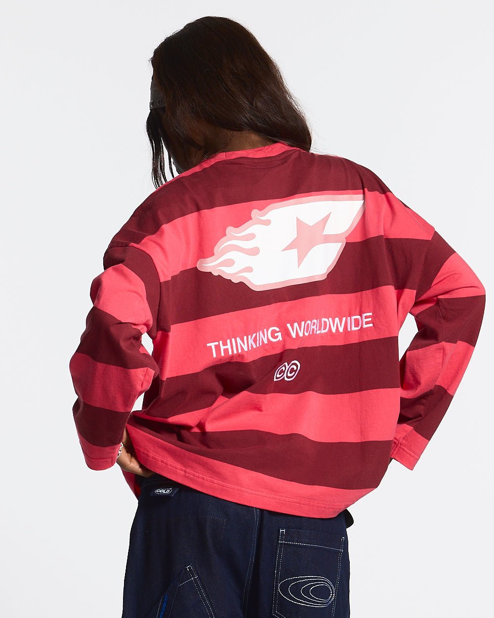 CAMISA LARGA BURNIN STRIPES BURDEOS