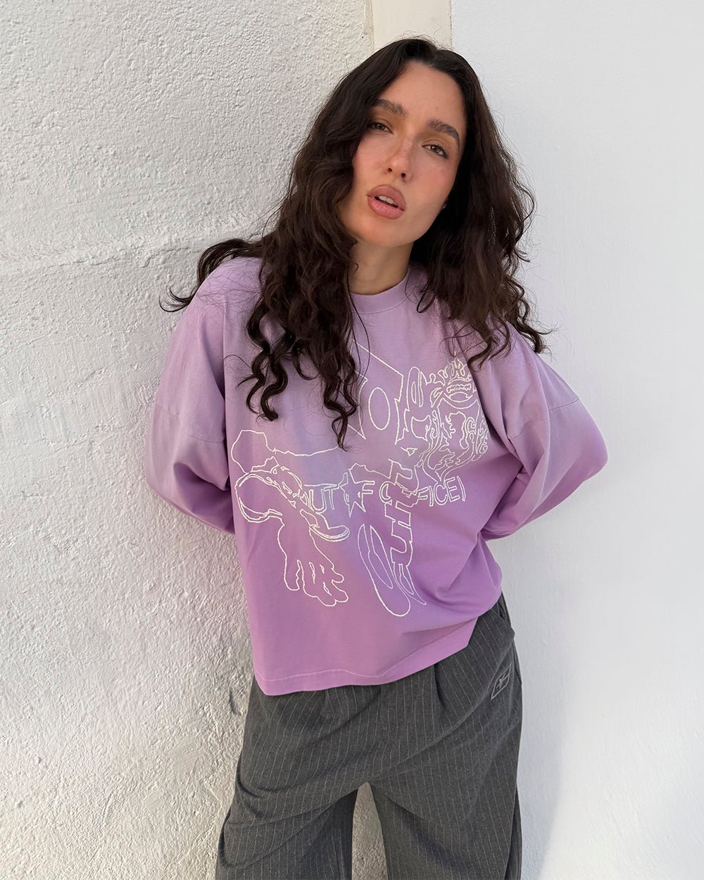 CAMISA DE MANGA LARGA FUERA DE LA OFICINA ROSA