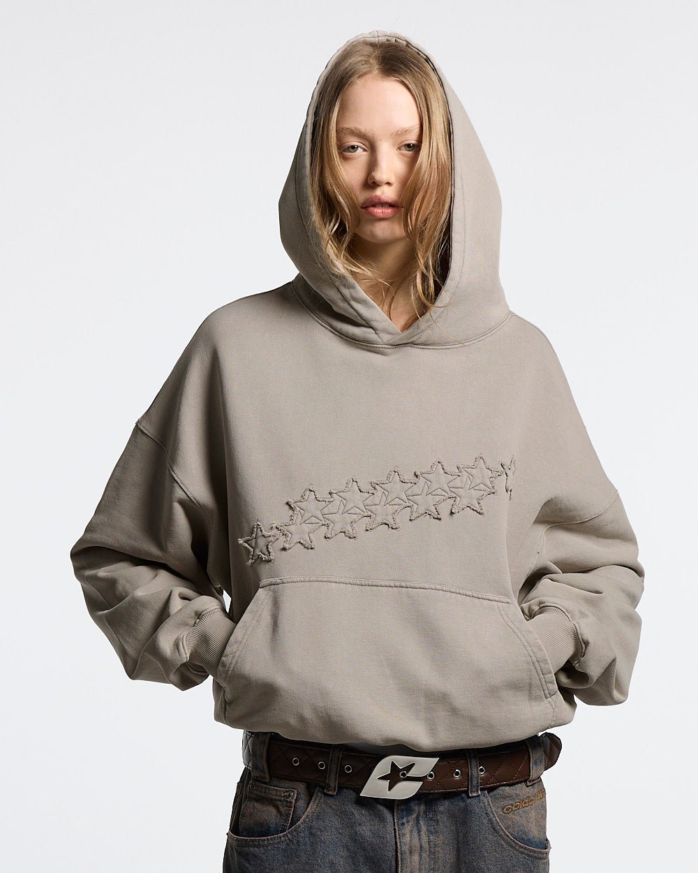 HOODIE ESTRELLAS DISTRESSED BEIGE