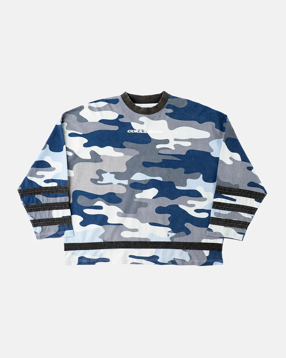 CAMISETA DE HOCKEY DE MANGA LARGA PARA PORTERO AZUL CAMUFLAJE